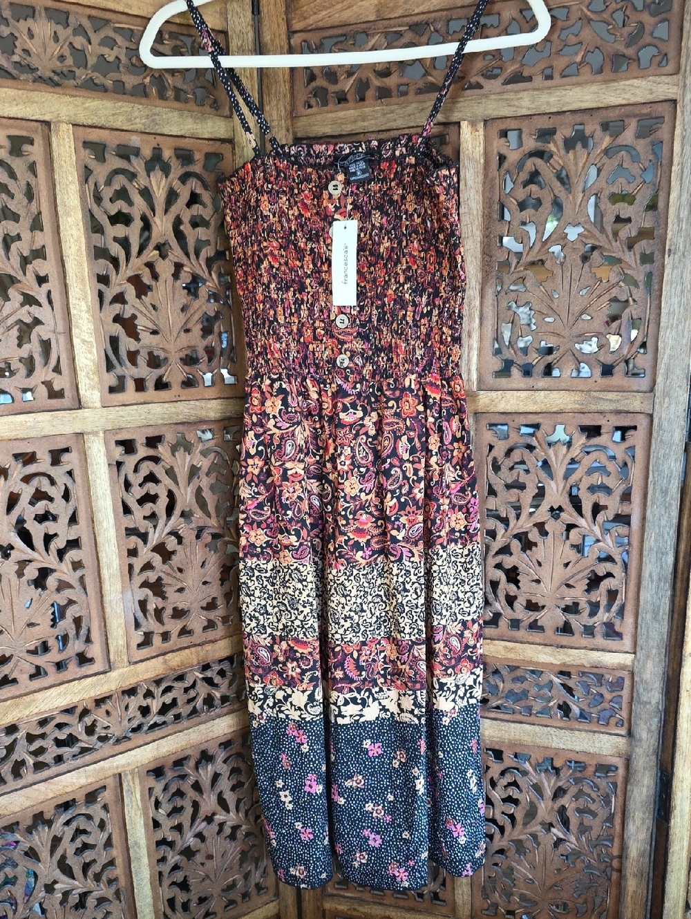 Boho Floral Smocked Maxi Skirt - Multicolor